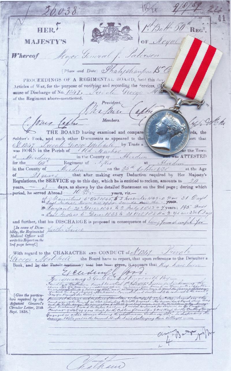 Indian Mutiny Medal 1857-58. No clasp (G. Mitchell, 1st Bn. 60th Rifles,)