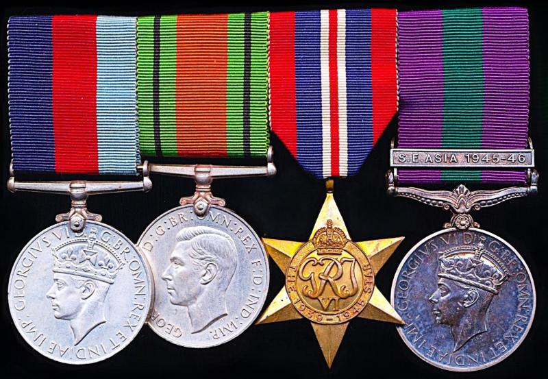 A 'Second World War and Post-War 'South East Asia 1945-46' campaign service medal group of 4: Sergeant A.G. Lloyd, Royal Air Force