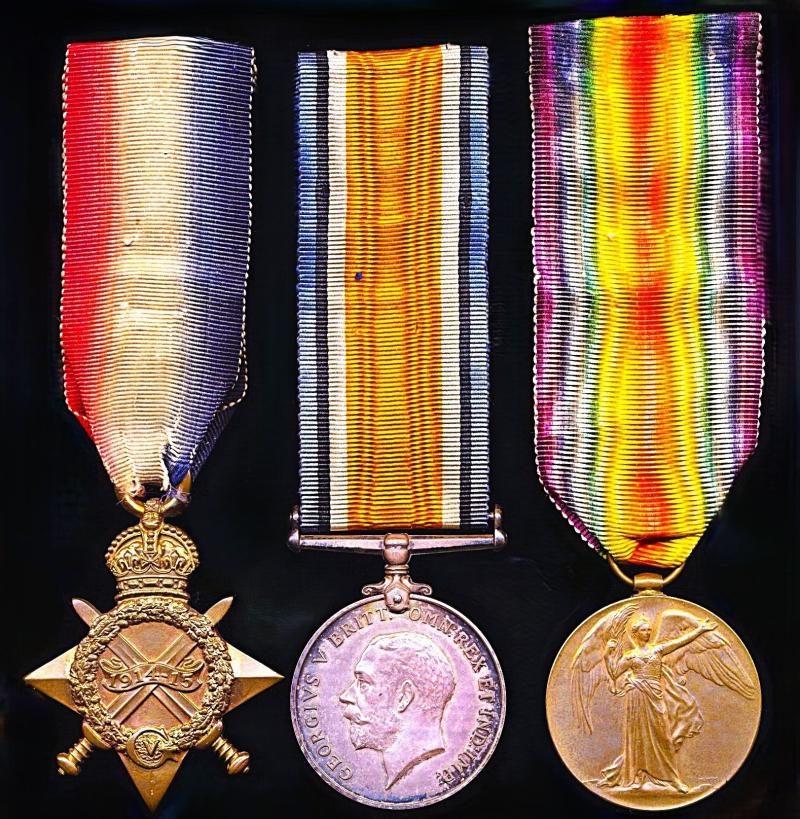 A 'Chilbolton' former Hussar & later Black Watch 'Jock' Killed-in-Action medal group of 3: Private William Fisher, 1st Battalion Royal Highlanders (Black Watch)