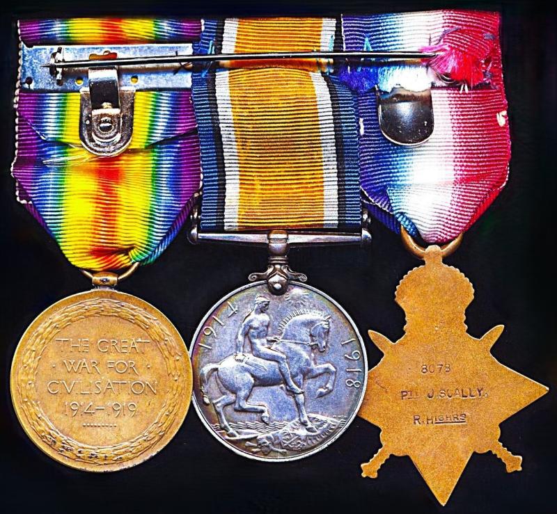 Scot's Wha Hae & 'True-Grit' Personified' - a Mons 1914 Star Trio - to a 'Bayonet Fighter' of the Great War, who was wounded on multiple occasions: Private John Scally, 1st Battalion Royal Highlanders (Black Watch)