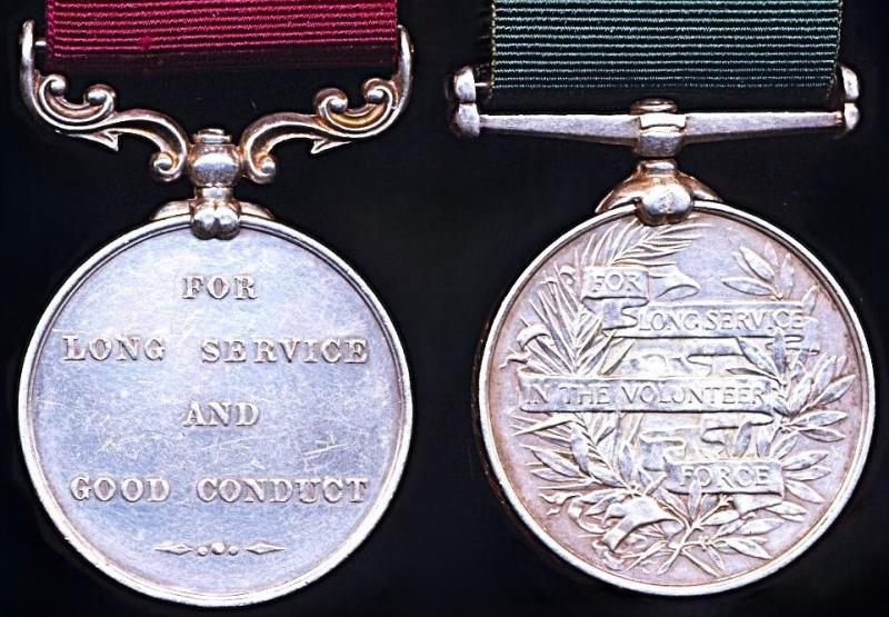 An unusual brace of Long Service medals for service in Simla, the Summer-Capital, of British India: Captain Thomas George Sparkes, Army Service Corps, late Simla Volunteer Rifles, Office of the Adjutant General's Office in India, & Royal Horse Artillery