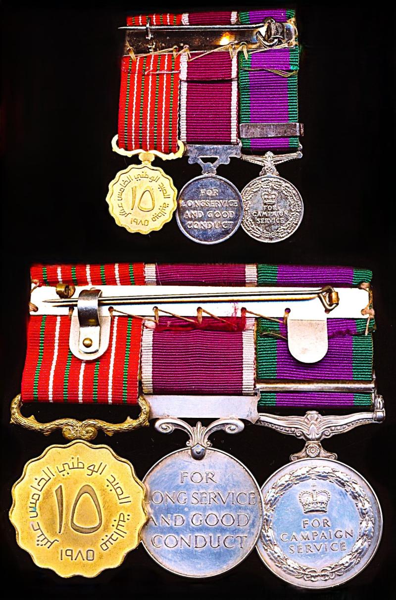 A positively attributed miniature medal group of 3 for South Arabia & Sultanate of Oman service: Sergeant K. H. Brown, Royal Signals later Sultan's Armed Forces (Oman)