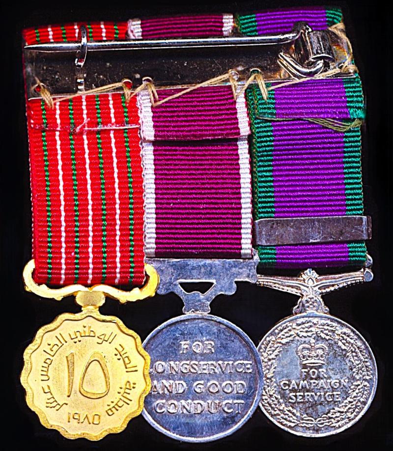 A positively attributed miniature medal group of 3 for South Arabia & Sultanate of Oman service: Sergeant K. H. Brown, Royal Signals later Sultan's Armed Forces (Oman)
