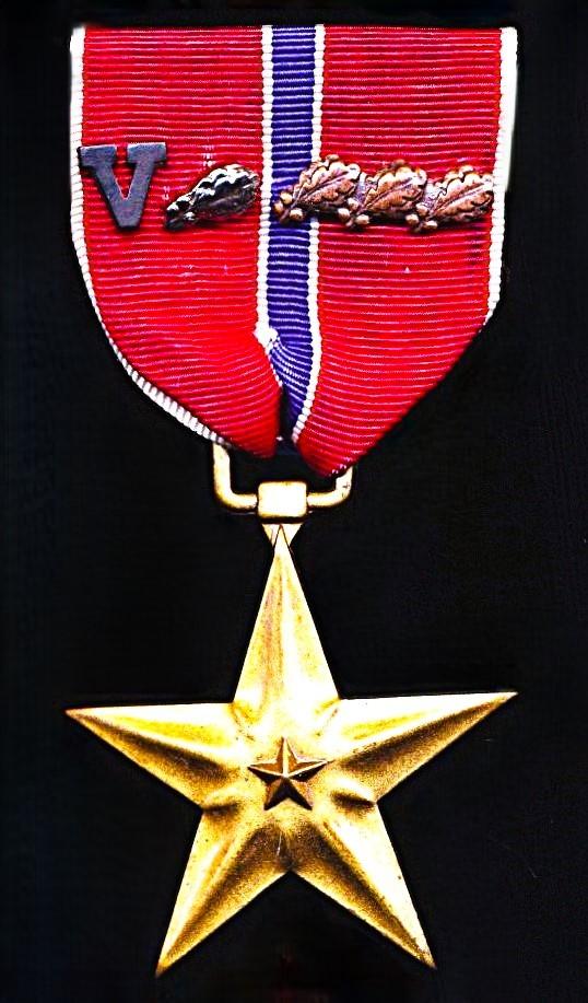 United States: Bronze Star Medal. With Bronze 'V' Combat Valor emblem, Silver Oakleaf Cluster', & 3 x Bronze Oakleaf Clusters. Awarded for post 1990 campaigns
