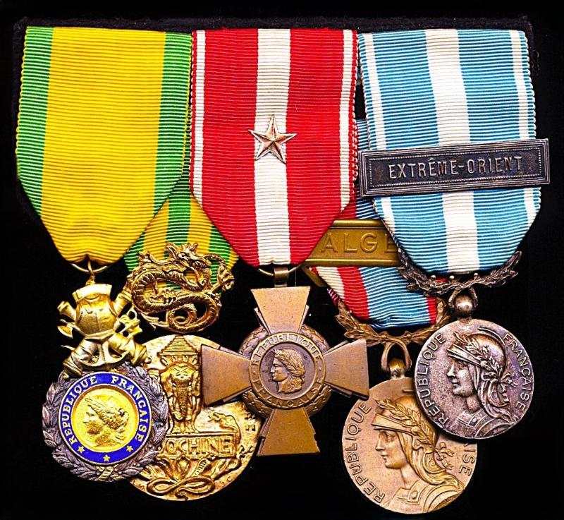A regimentally attributed to the 13th Double Brigade, French Foreign Legion gallantry & campaign service medal group for Indochina and the Algerian War of Independence, with the regimental 'Fouragere' of 13e RBLE