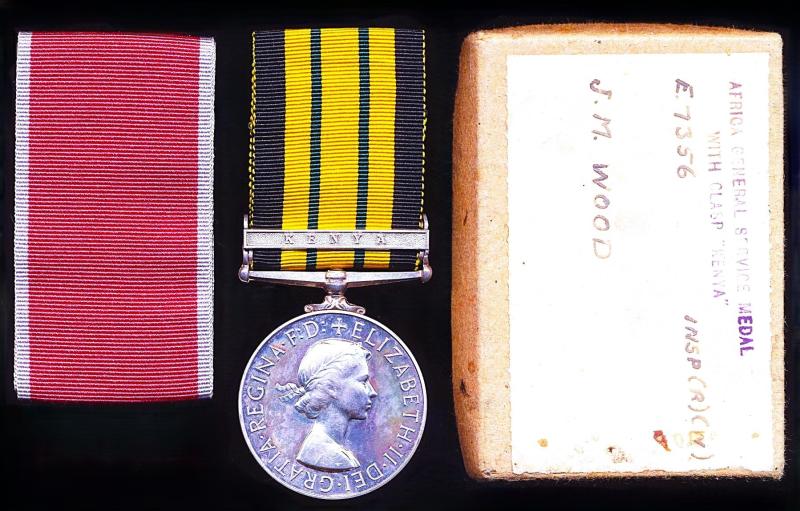Africa General Service Medal Medal 1902-56. EIIR issue, with clasp 'Kenya' (M.367 I.P.I (R) J M. Wood.)