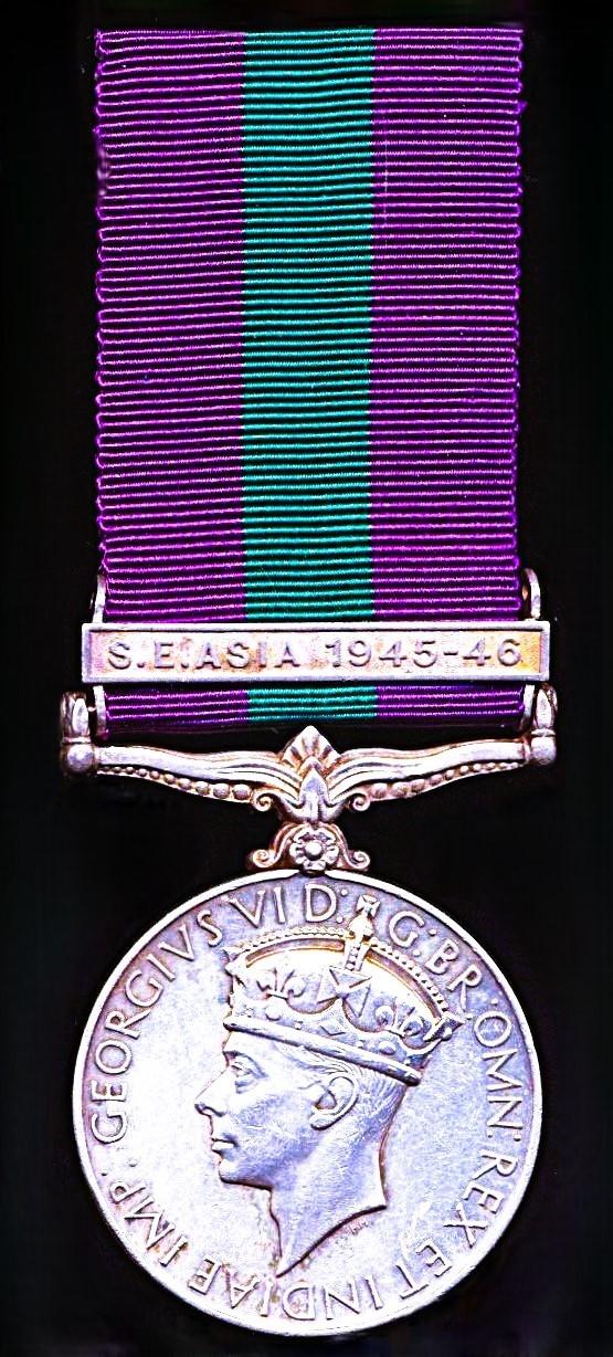 General Service Medals 1918-62. GVI first issue with clasp 'S.E. Asia 1945-46'  (24295 Sep. Pandurang Gharve, 8 Bn., Mahratta L.I.)