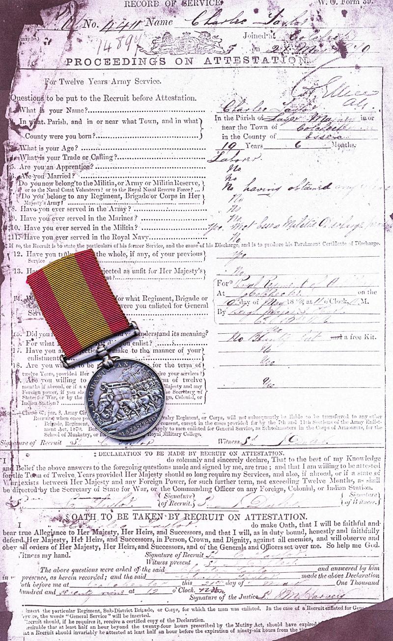 Afghanistan War Medal 1878-1880. No clasp (4411. Driv: C. Taylor. H/1st Bde. R.A.)