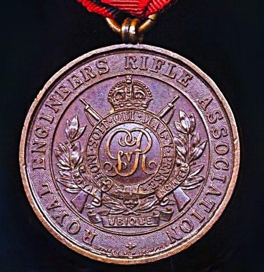 Royal Engineers Rifle Association: Bronze 'Abroad' Medal, with inegral top brooch bar this engraved '1930'