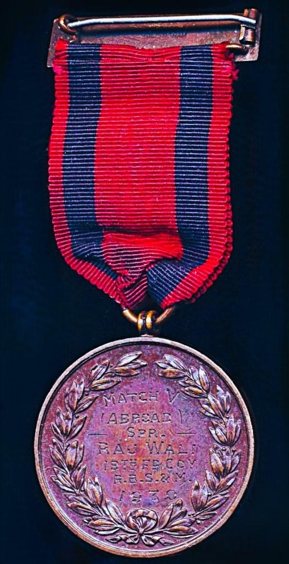 Royal Engineers Rifle Association: Bronze 'Abroad' Medal, with inegral top brooch bar this engraved '1930'