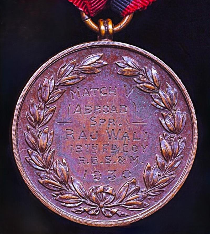 Royal Engineers Rifle Association: Bronze 'Abroad' Medal, with inegral top brooch bar this engraved '1930'