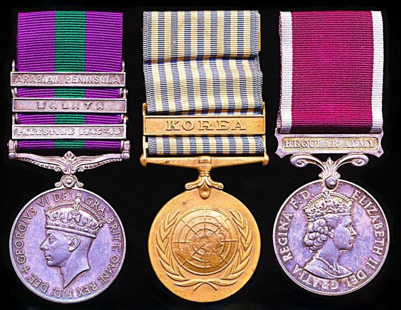 A multi-clasp General Service Medal, Korea & Long Service medal pair: Staff Quartermaster Sergeant Kenneth Wallace James Walker, Royal Army Pay Corps late 1st Battalion South Staffordshire Regiment
