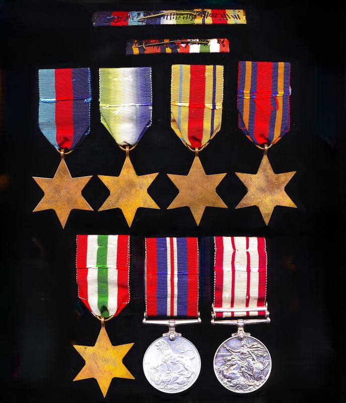 A Wolstanton / Staffordshire & Denbighshire / Wales interest 'Seven-Seas' global Second World War & Post-War South East Asia campaign medal group of 7: Radio OffIcer, Harold Amos, Merchant Navy