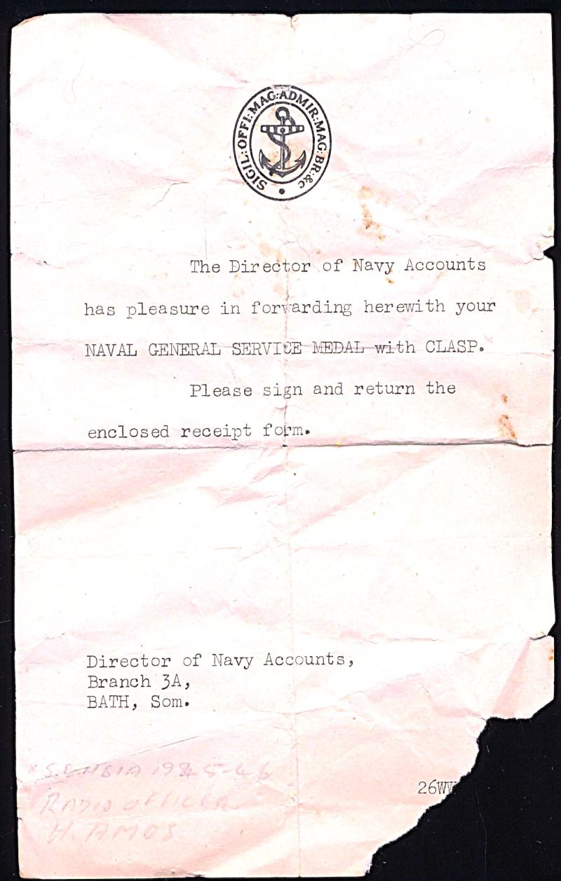 A Wolstanton / Staffordshire & Denbighshire / Wales interest 'Seven-Seas' global Second World War & Post-War South East Asia campaign medal group of 7: Radio OffIcer, Harold Amos, Merchant Navy