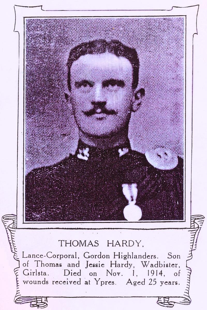 A most desirable 'Shetland Islander' and confirmed participant at the Delhi Durbar of 1911, who died of wounds in France 1914, medal group of 4: Private Thomas Hardy, 2nd Battalion Gordon Highlanders