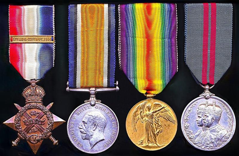 A most desirable 'Shetland Islander' and confirmed participant at the Delhi Durbar of 1911, who died of wounds in France 1914, medal group of 4: Private Thomas Hardy, 2nd Battalion Gordon Highlanders