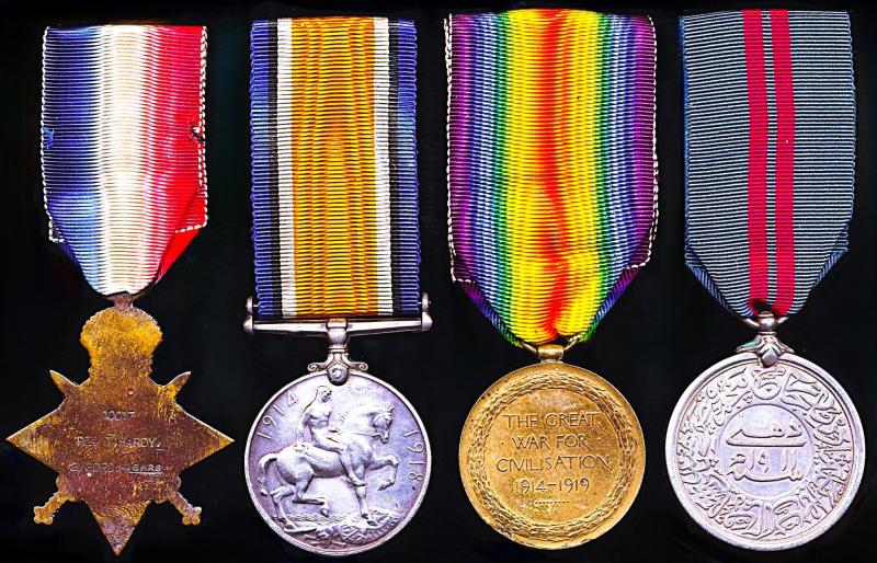 A most desirable 'Shetland Islander' and confirmed participant at the Delhi Durbar of 1911, who died of wounds in France 1914, medal group of 4: Private Thomas Hardy, 2nd Battalion Gordon Highlanders