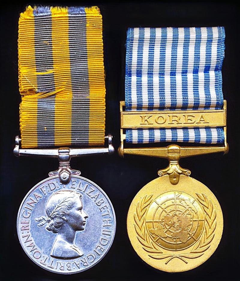 A Watford / Hertfordshire interest Gunner 'Officer' Korean War campaign medal pair: Lieutenant John Henry Bridcutt, Royal Regiment of Artillery