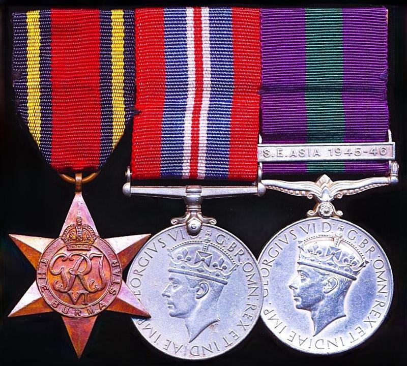 A Second World War Burma theatre and post-war South East Asia campaign medal group of 3: Naik Ram Chand, Dogra Regiment
