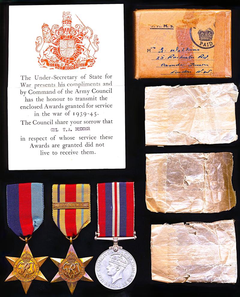 A Battle of El Alamein, Killed-in-Action - 'The Turning of the Tide' - medal group of 3: Corporal Thomas Albert Nodder 11th (lst Bn.The Queen's Westminsters) Battalion King's Royal Rifle Corps