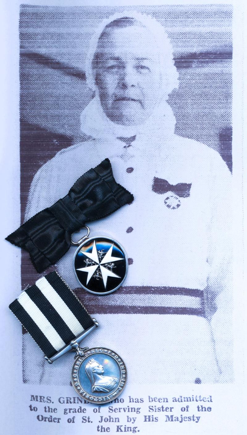 A British 'Memsahib's' India service Order of St. John decoration and long service medal pair: Mrs. Dorothy Kate Grindal, St. John Ambulance Brigade, India