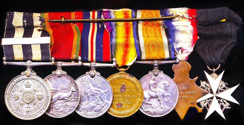 An Order of St. John & World Wars service in German South West Africa & Salonika and long service medal group of 7: Assistant Commissioner Wilfred Sweet, Cape of Good Hope District, St, John Ambulance Brigade, late Sergeant South African Medical Corps