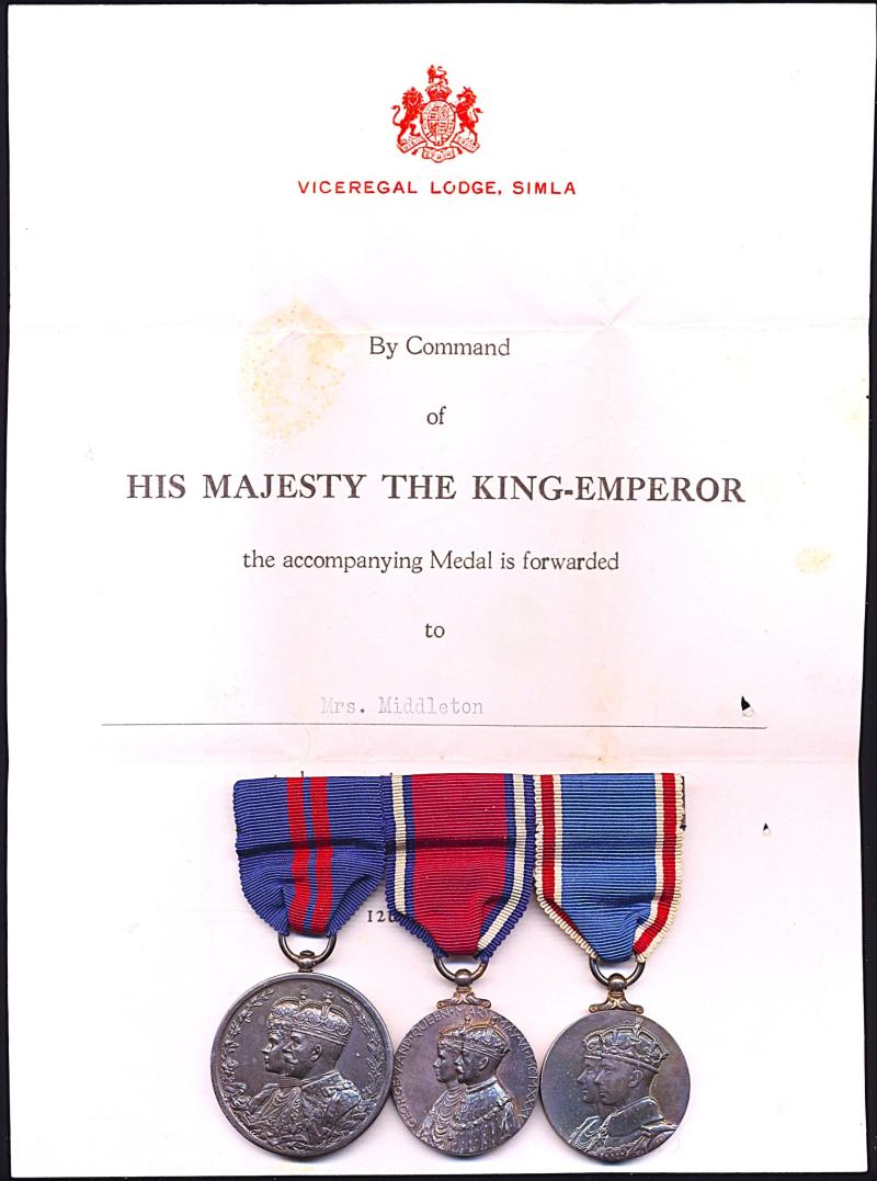 A Kaisar-I-Hind pair awarded to Mrs Meta May Maude Briscoe Middleton, Bihar & Orissa Province, British India