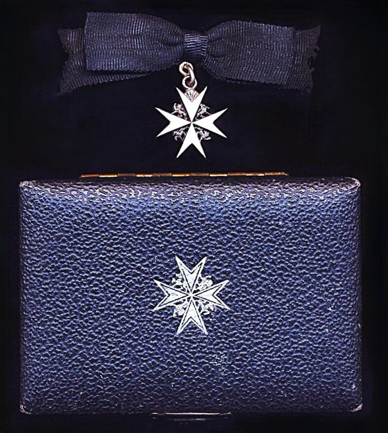 United Kingdom: Miniature The Order of St. John of Jerusalem: Officer (Sister) silver & enamel lady’s shoulder badge
