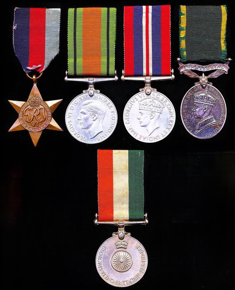 A most interesting & scarce Second World War, long service & Indian Independence Medal group of 5 to a Germany born naturalized British Officer of the Jewish faith: Major Edgar Stuart Straus, Royal Electrical and Mechanical Engineers 