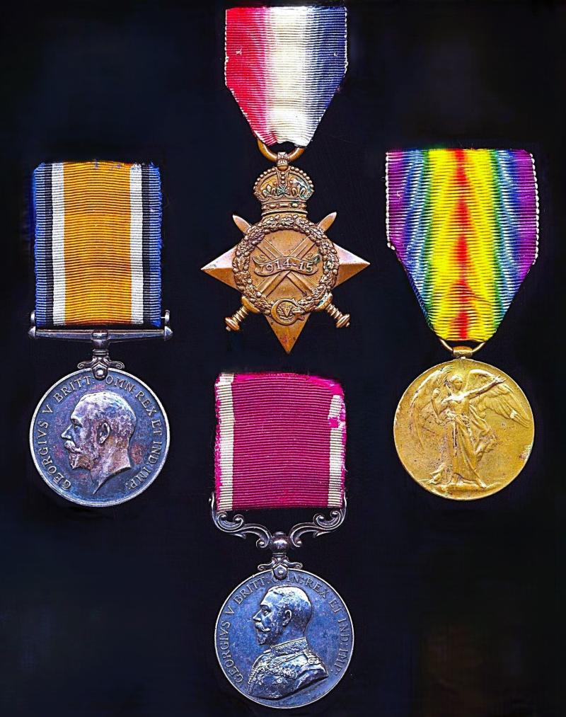 A former 'Musician's' Great War  and post-war Long Service medal group of 4: Sergeant Edward Albert Olley, 2nd Battalion Gloucestershire Regiment 