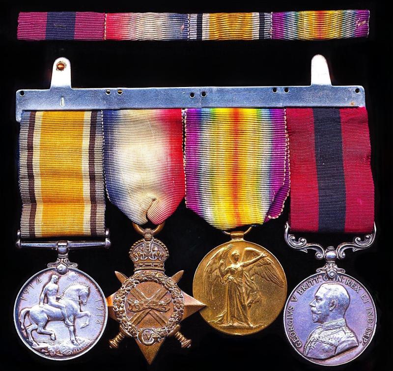 A Bradford Sergeant's Distinguished Conduct Medal group of 4, to a pre-war regular decorated for gallantry at Vermelles (Battle of Loos) twice wounded-in-action & later Prisoner-of-War: Sergeant George Green D.C.M., 2nd Battalion East Yorkshire Regiment