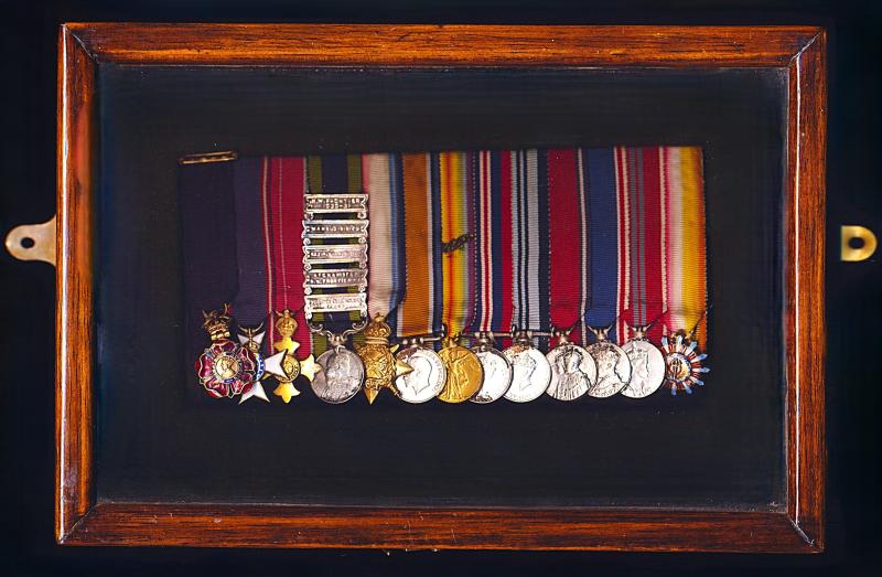 Custom made 1950's 'Miniature Medals' wooden glazed display case