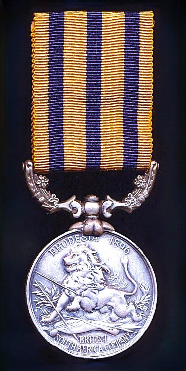 British South Africa Company Medal 1890-97. Reverse 'Rhodesia 1896'. No clasp (Sergt. J. J. Willmott. Robertsons. C.B.C.)