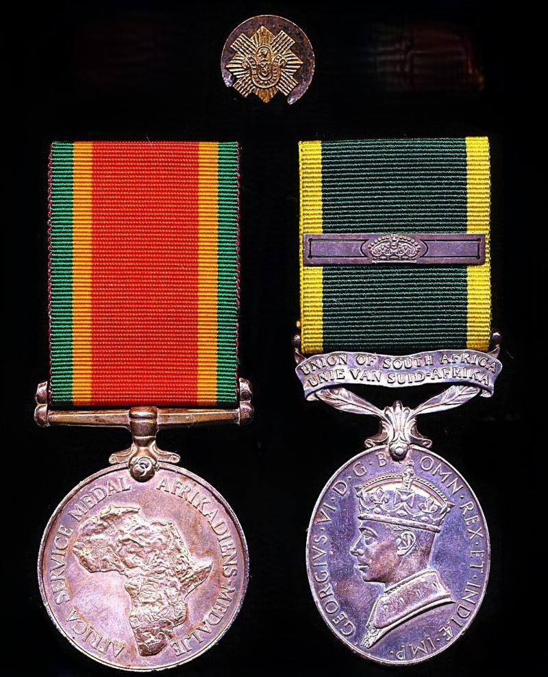 A well documented 'Gordon Highlanders' overseas affiliate regiment Second World War Africa Service & Long Service Medal pair: Sergeant John Thomas Furness, Cape Town Highlanders