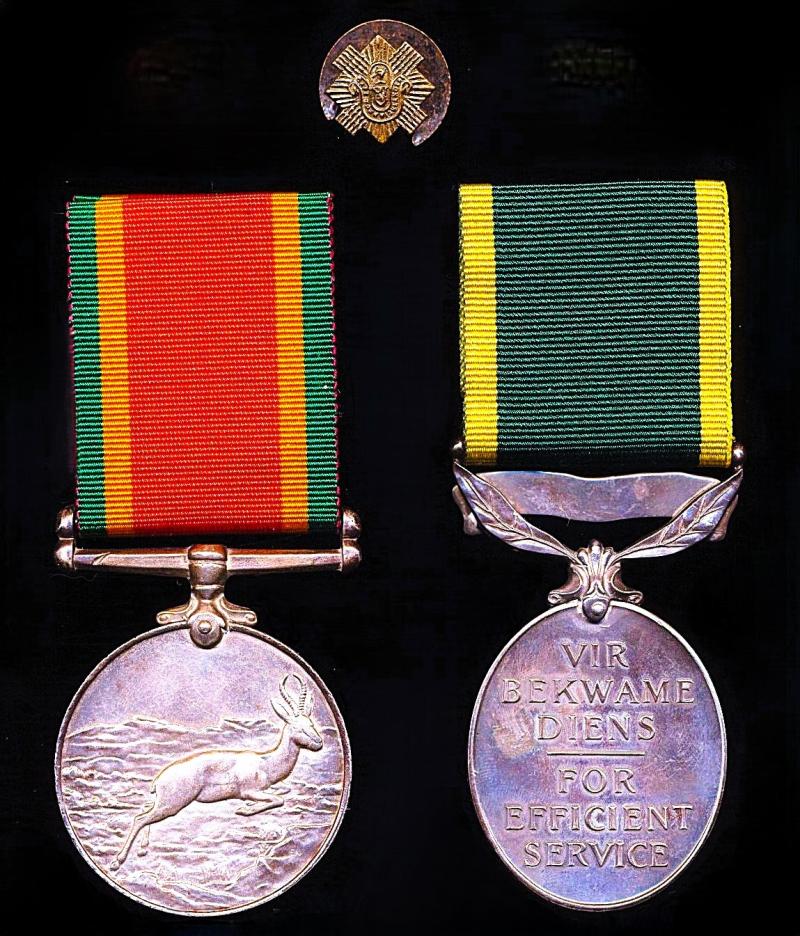 A well documented 'Gordon Highlanders' overseas affiliate regiment Second World War Africa Service & Long Service Medal pair: Sergeant John Thomas Furness, Cape Town Highlanders