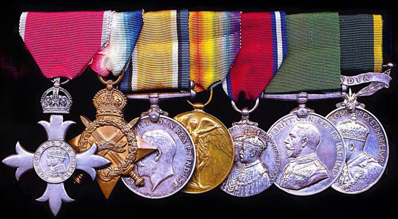A Volunteer's 'East Africa' casualty medal group of 7: Assistant Controller of Customs, William Robert Clarke, M.B.E., H.M. Indian Customs Service late No. 1 Gun, Bombay Section Volunteer Maxim Gun Company & Bombay Volunteer Rifles