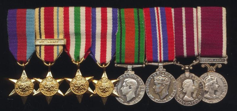 An attributed 'Fighting Irish' Twice Wounded - Egypt & Germany - D-Day Lander & one of 'Monty's Highlanders' miniature group of 8: Warrant Officer Cl Christopher J. Kavanagh, Royal Pioneer Corps, late 5/7 Gordon Highlanders & 51st Highland Division