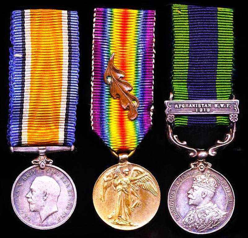 An attributed Great War & Third Afghan War Miniature Medal Grouping of 3 loose miniatures: Attributed to Captain Bernard Charles Bean, M.B.E., Crown Agent (Railways) for the Colonies, late Royal Army Service Corps