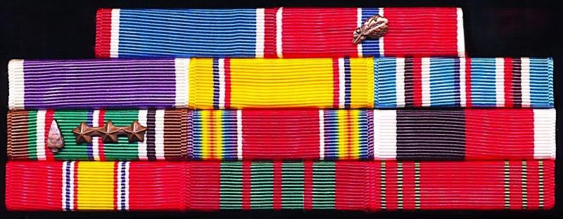 United States Army: An impressive 'Officer'mounted Second World War & Cold War era riband bar grouping of 11 x ribands