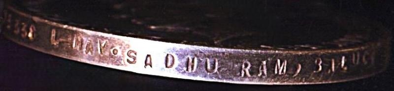General Service Medal 1918-62. GVI second type with clasp 'Palestine 1945-48' (25338 L-Hav Sadhu Ram, Baluch R.)