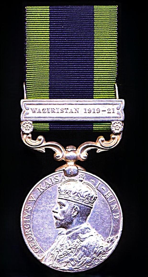 India General Service Medal 1908. GV first issue 'Waziristan 1919-1921' (3939 Sowar Janda Singh, 21 Cavy.) 