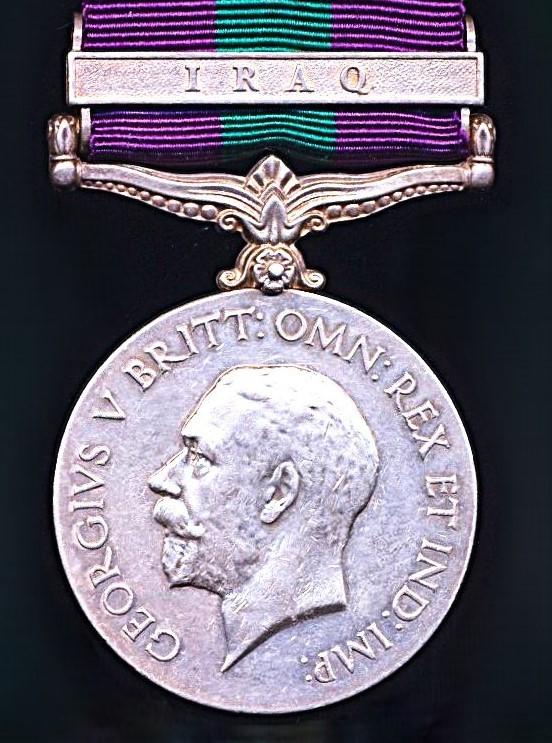 General Service Medal 1918-62. GV first issue with clasp 'Iraq' (3129 Sepoy Gugan. 12-Pioneers.)