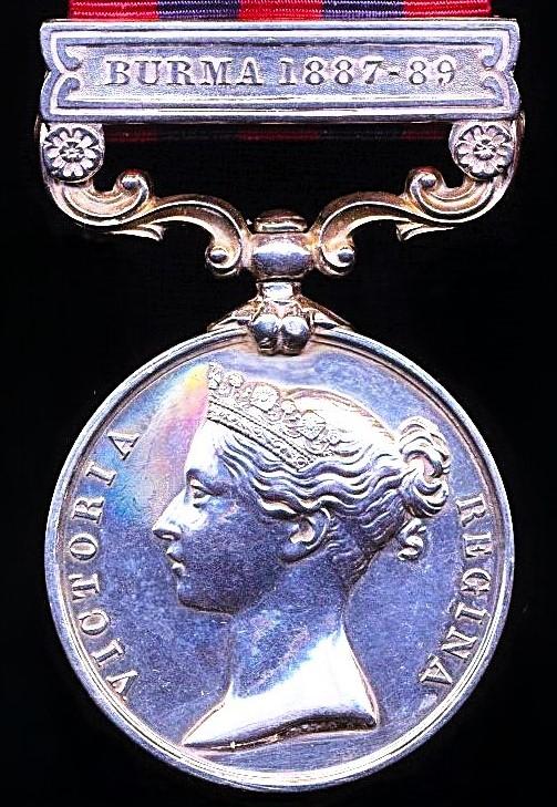 India General Service 1854-95, 1 clasp, Burma 1887-89 (107 Sapper Moung Hpo Gyan Burma Coy. Sappers & Miners)