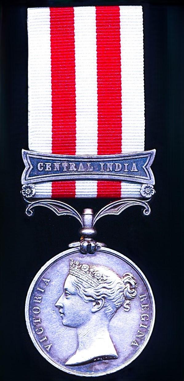 Indian Mutiny 1857-59. With clasp 'Central India' (Private. Shaik Oosman. 24th Regt N.I.)