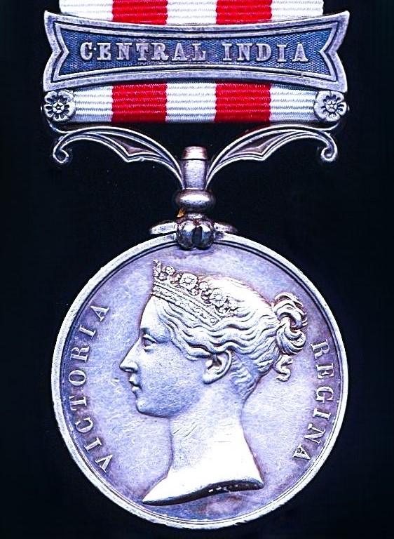 Indian Mutiny 1857-59. With clasp 'Central India' (Private. Shaik Oosman. 24th Regt N.I.)