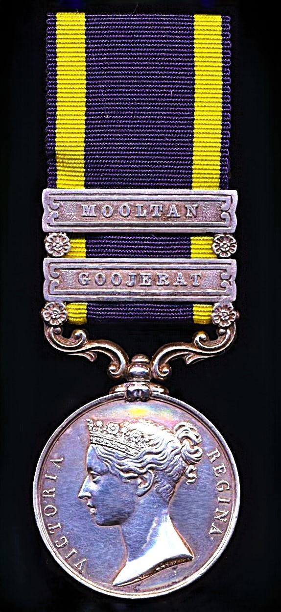 Punjab Medal 1848-49. With 2 x clasps 'Goojerat' & 'Mooltan' (S. Shankland, 1st Bn 60th R.Rifles.)