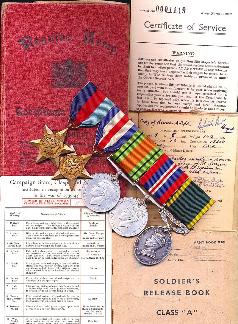A former Carabinier's North West Europe campaign & long service group of 5: Corporal A. N. Brewis, Royal Electrical and Mechanical Engineers late 3rd Carabiniers