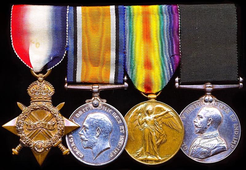 A 'Rangoon Volunteers' Great War medal group of 4: Captain George Bennett Roger, 3rd (Rangoon Port Defence) Group Garrison Artillery Indian Defence Force, late S. & T. C., I.A.R.O. & 1st Electrical Engineer Company Rangoon Port Defence Volunteer Corps