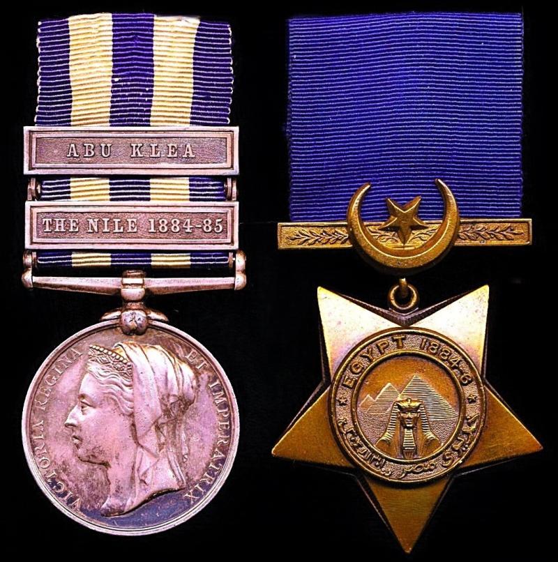 A Royal Marine 'Bootneck Cameleer' Abu Klea 'Gordon Relief Expedition' campaign medal pair: Private Joseph Leonard, Royal Marine Light Infantry late Guards Camel Regiment
